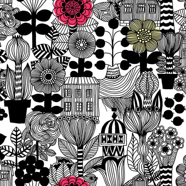 Galerie Wallpaper Product code: 23306 - Marimekko 5 Wallpaper Collection - Black White Pink Red Yellow Colours -  