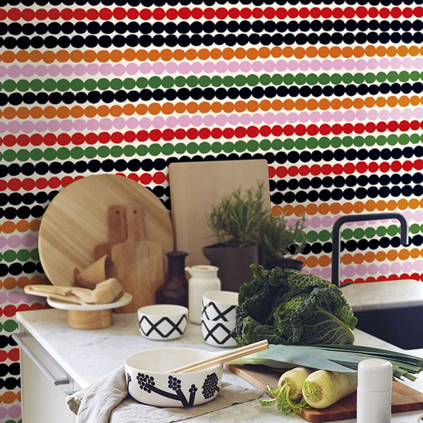 Galerie Wallpaper Product code: 23321R - Marimekko 5 Wallpaper Collection - Black Green Pink Orange Red White Colours -  