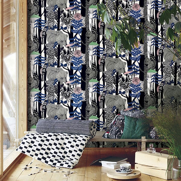 Galerie Wallpaper Product code: 23340R - Marimekko 5 Wallpaper Collection - Grey Black Blue Pink Green Colours -  
