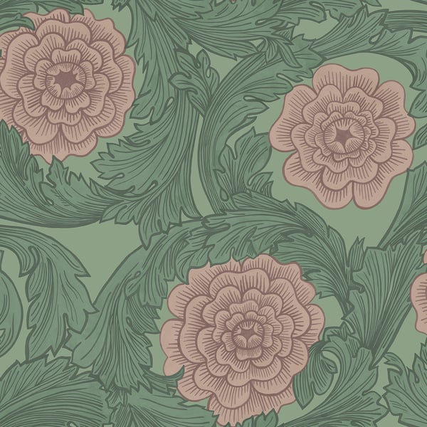 Galerie Wallpaper Product code: 51011 - Blomstermala Wallpaper Collection - Green Pink Colours -  