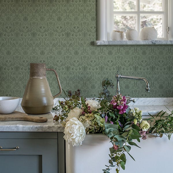 Galerie Wallpaper Product code: 51020R - Blomstermala Wallpaper Collection - Green Colours -  