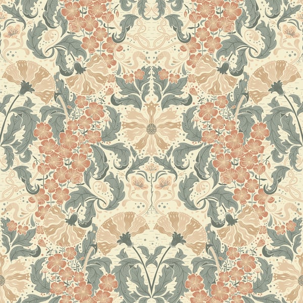 Galerie Wallpaper Product code: 83116 - Hjarterum Wallpaper Collection - Blue Pink Cream Colours -  