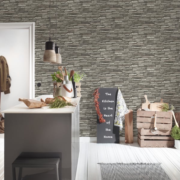 Galerie Wallpaper Product code: BB51148_2 - Bricks And More Wallpaper Collection - Cream Grey Black Colours -  