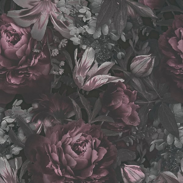 Galerie Wallpaper Product code: BW51004 - Blooming Wild Wallpaper Collection - Grey Black Pink Colours -  