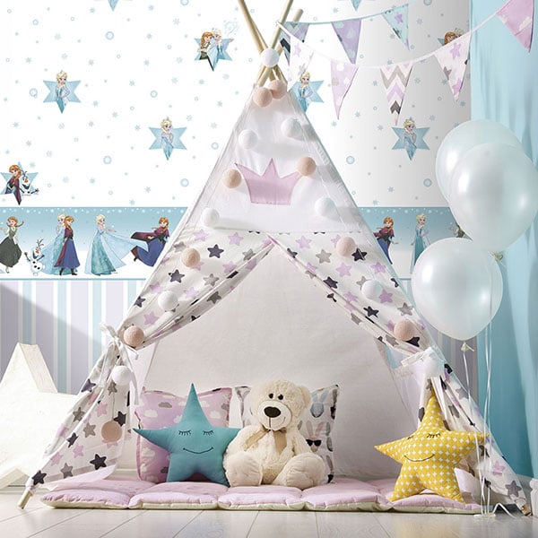 Galerie Wallpaper Product code: Blue-Frozen-Theme - Magical Kingdom Wallpaper Collection -   