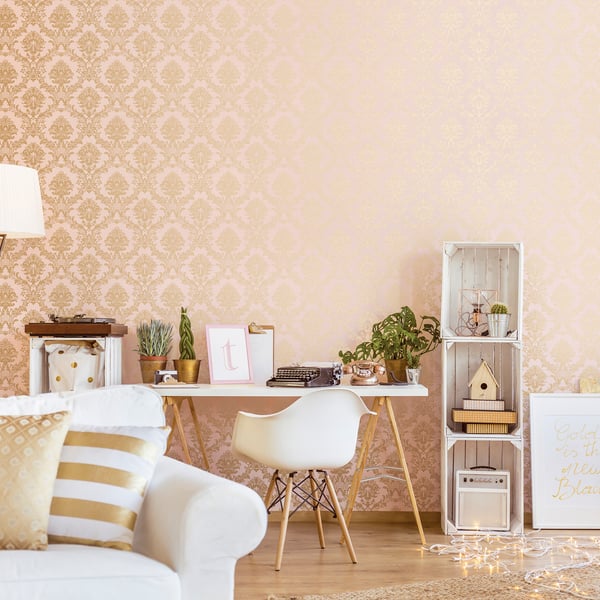 Galerie Wallpaper Product code: CI38216_2 - Classic Silks 4 Wallpaper Collection - Metallic Gold Pink Colours -  