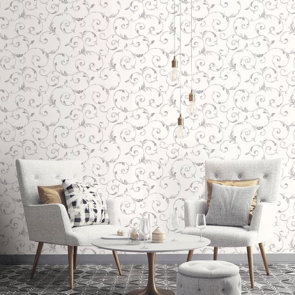 Galerie Wallpaper Product code: CI38239_2 - Classic Silks 4 Wallpaper Collection - Stone Grey Metallic Silver Colours -  