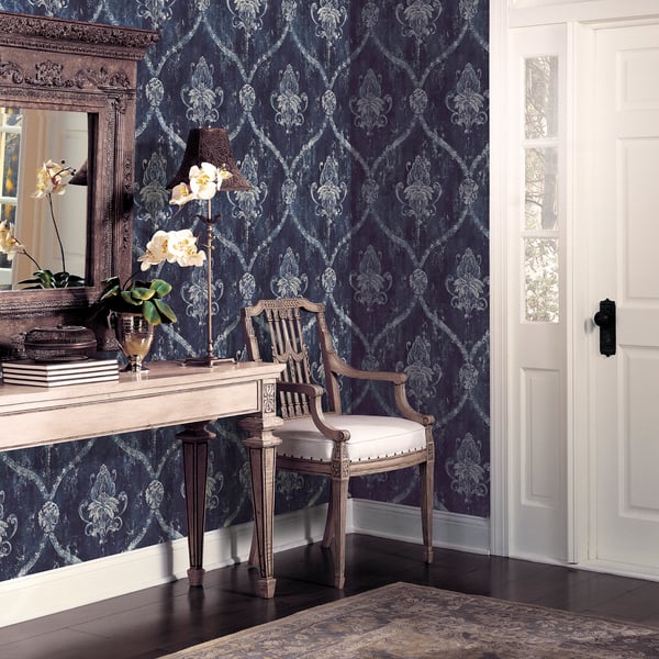 Galerie Wallpaper Product code: CI38252_2 - Classic Silks 4 Wallpaper Collection - Blue, Silver Colours -  