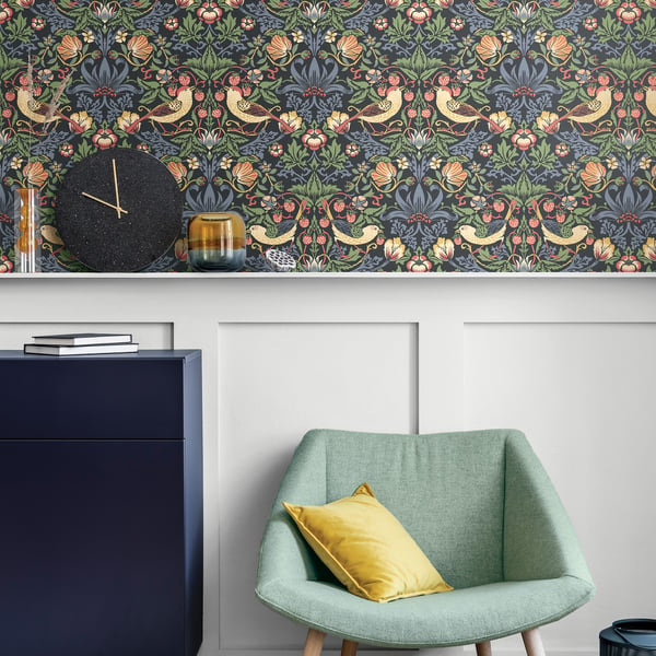 Galerie Wallpaper Product code: ET11210_2 - Arts and Crafts Wallpaper Collection - Black Green Red Blue Colours -  