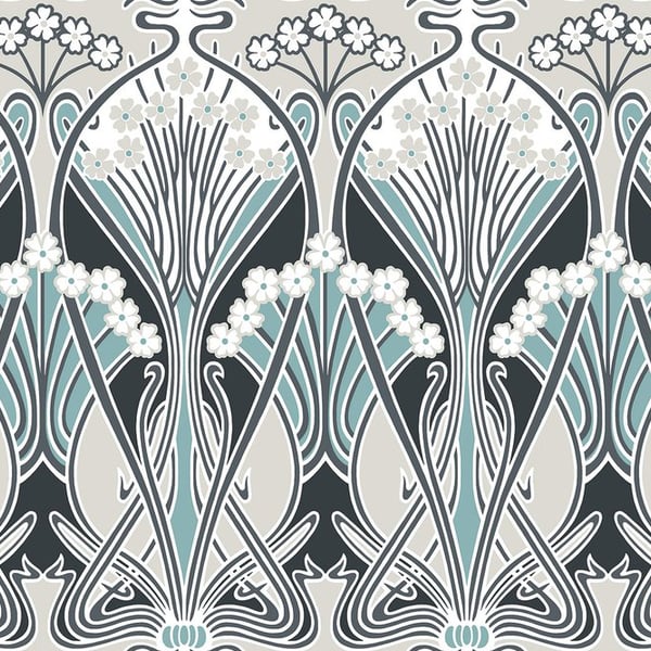 Galerie Wallpaper Product code: ET12404 - Arts and Crafts Wallpaper Collection - Black Blue Grey Colours -  