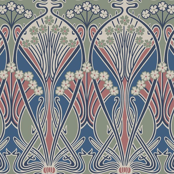 Galerie Wallpaper Product code: ET12412 - Arts and Crafts Wallpaper Collection - Green Blue Red Colours -  