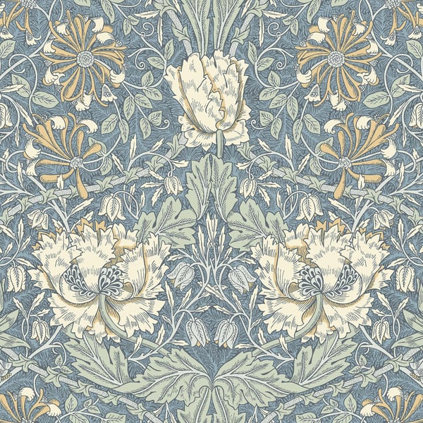 Galerie Wallpaper Product code: ET12602 - Arts and Crafts Wallpaper Collection - Blue Sage Cream Colours -  