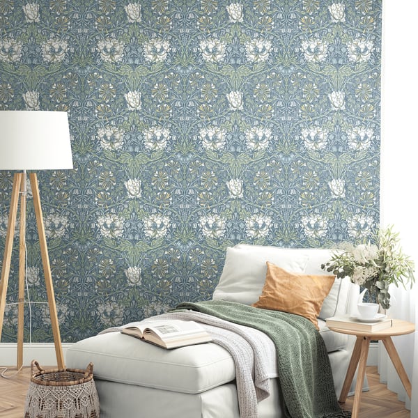 Galerie Wallpaper Product code: ET12602_2 - Arts and Crafts Wallpaper Collection - Blue Sage Cream Colours -  