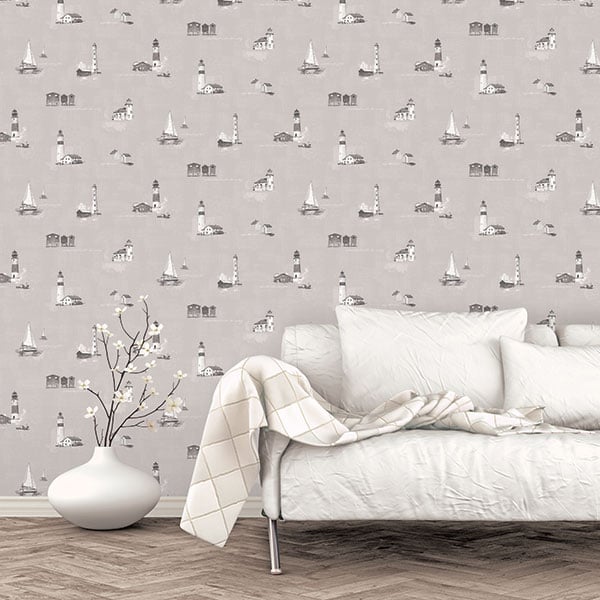 Galerie Wallpaper Product code: G23314R - Deauville 2 Wallpaper Collection - Taupe Beige White Colours -  