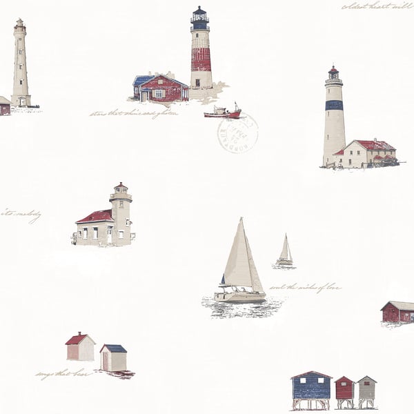 Galerie Wallpaper Product code: G23315 - Deauville 2 Wallpaper Collection - Navy Blue Red White Colours -  