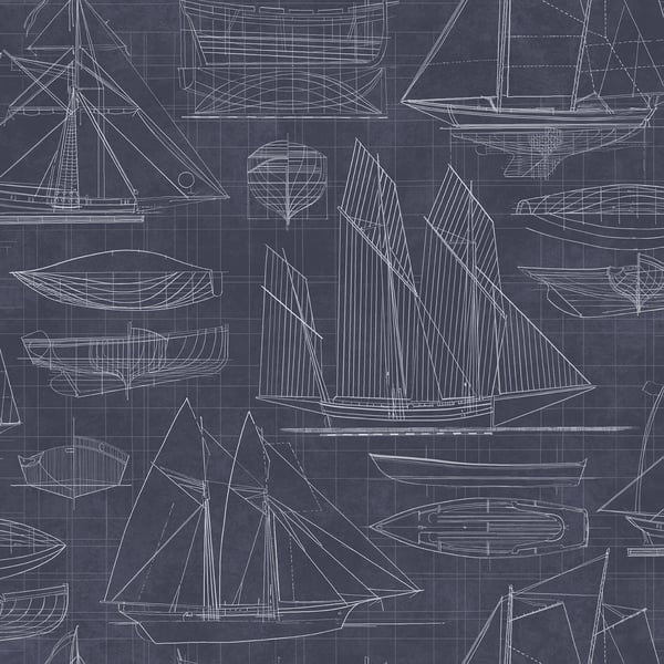 Galerie Wallpaper Product code: G23326 - Deauville 2 Wallpaper Collection - Navy Blue White Colours -  
