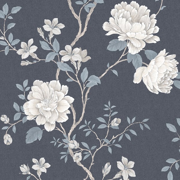 Galerie Wallpaper Product code: G45303 - Vintage Roses Wallpaper Collection - Dark Blue Beige Colours -  