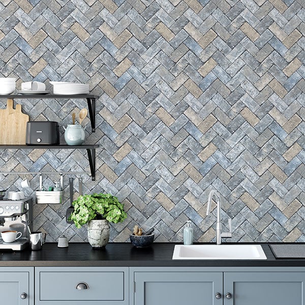 Galerie Wallpaper Product code: G45425R - Just Kitchens Wallpaper Collection - Blues Taupe Colours -  