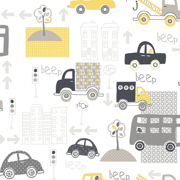 Galerie Wallpaper Product code: G56011 - Just 4 Kids 2 Wallpaper Collection - Yellow Grey Black White Colours -  