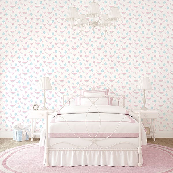 Galerie Wallpaper Product code: G56539R - Just 4 Kids 2 Wallpaper Collection - Pink White Blue Colours -  