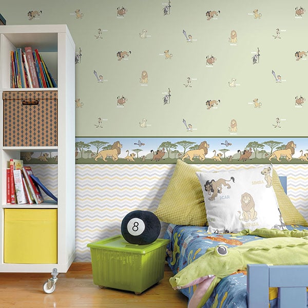 Galerie Wallpaper Product code: Green-Lion-King-Theme - Magical Kingdom Wallpaper Collection -   