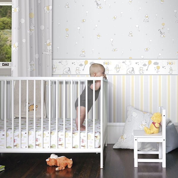 Galerie Wallpaper Product code: Grey-Winnie-the-Pooh-Theme - Magical Kingdom Wallpaper Collection -   