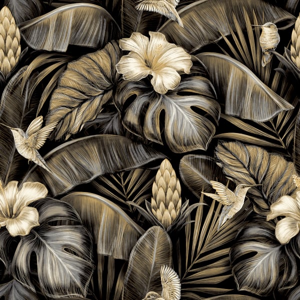 Galerie Wallpaper Product code: NHW1002 - Enchanted Wallpaper Collection - Tan White Black Colours -  