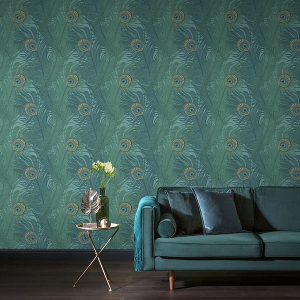 Galerie Wallpaper Product code: NHW1045_2 - Enchanted Wallpaper Collection - Emerald Gold Colours -  