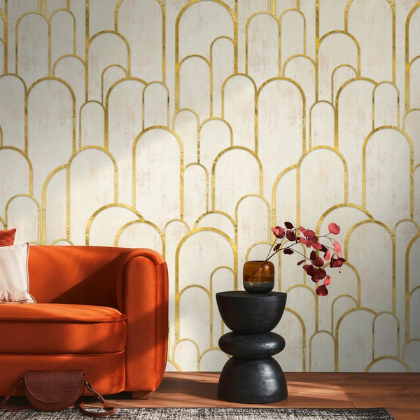 Galerie Wallpaper Product code: WH45224M_2 - Welcome Home Murals Wallpaper Collection - Cream, Yellow, Metallic Colours -  