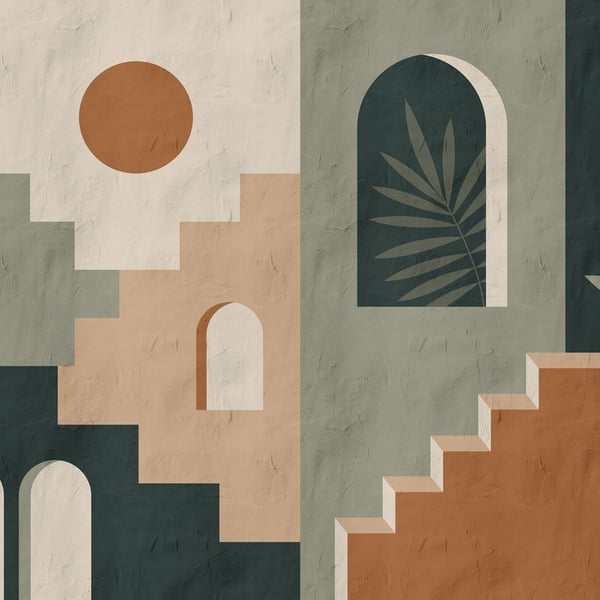 Galerie Wallpaper Product code: WH45261M_3 - Welcome Home Murals Wallpaper Collection - Blue, Cream, Orange Colours -  