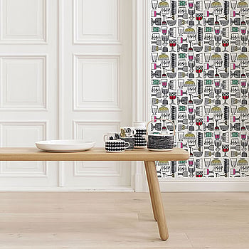Galerie Wallcoverings Product Code 14100 - Marimekko 5 Wallpaper Collection - White Black Pink Red Yellow Green Blue Colours -  