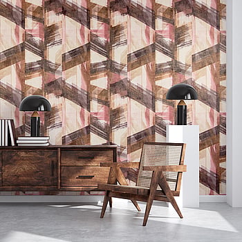 Galerie Wallcoverings Product Code 26798 - Crafted Wallpaper Collection - Pink Bronze Gold White Colours -  