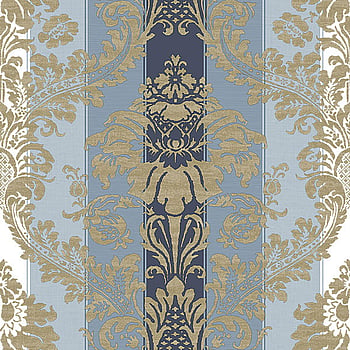 Galerie Wallcoverings Product Code 3916 - Italian Damasks 3 Wallpaper Collection - Blue Navy Cream Gold Colours -  