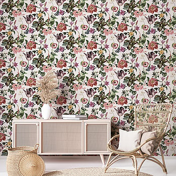 Galerie Wallcoverings Product Code 47458 - Flora Wallpaper Collection - White, Rose, Green Colours -  