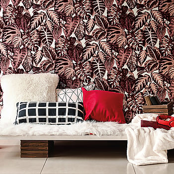 Galerie Wallcoverings Product Code 81265 - Feel Wallpaper Collection - Red Burgundy Ecru Cream Peach Colours -  