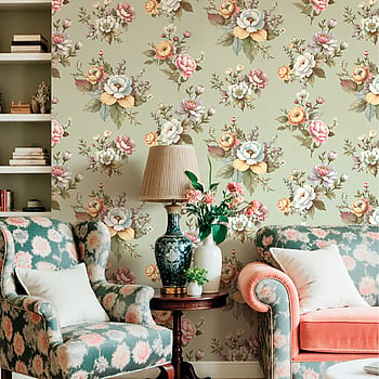 Galerie Wallcoverings Product Code 8331 - Blooming Garden Wallpaper Collection - Light Green Colours -  