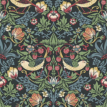 Galerie Wallcoverings Product Code ET11210 - Arts and Crafts Wallpaper Collection - Black Green Red Blue Colours -  