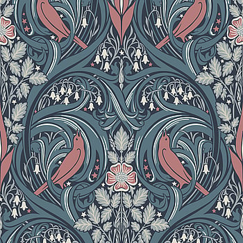 Galerie Wallcoverings Product Code ET12222 - Arts and Crafts Wallpaper Collection - Blue Coral Colours -  