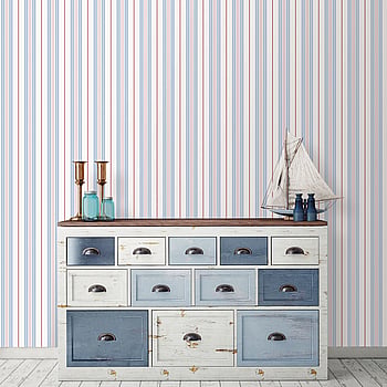 Galerie Wallcoverings Product Code G23065 - Deauville 2 Wallpaper Collection - Sky Blue Red White Colours -  