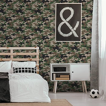 Galerie Wallcoverings Product Code G78552 - Kids & Teens Wallpaper Collection - Dark Green Tan Black Colours -  