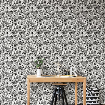 Galerie Wallcoverings Product Code G78556 - Kids & Teens Wallpaper Collection - Black & White Silver  Colours -  