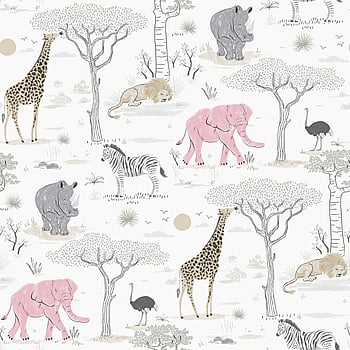 Galerie Wallcoverings Product Code G78589 - Kids & Teens Wallpaper Collection - White Pink Grey Beige Colours -  