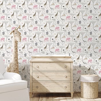 Galerie Wallcoverings Product Code G78589 - Kids & Teens Wallpaper Collection - White Pink Grey Beige Colours -  