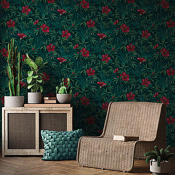 Galerie Wallcoverings Product Code HV41051 - Havana Wallpaper Collection - Green Red Colours -  